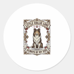 Collie-Hundefan-Shirt mit Vintage-Spruch Gravur Runder Aufkleber