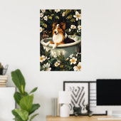 Collie In Bathtub Poster, Funny Dog Poster, Collie Poster (Heimbüro)