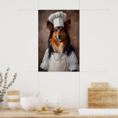 Collie In Chefs Hat Poster, Pet Poster, Collie In Poster (Küche)