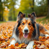 Collie in gras-découpage paper seidenpapier