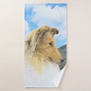 Collie in Mountains (Rough) Malerei - Hunde Kunst Badhandtuch Set