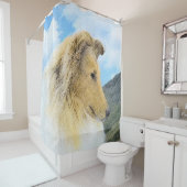 Collie in Mountains (Rough) Malerei - Hunde Kunst Duschvorhang (Beispiel)