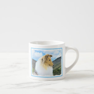 Collie in Mountains (Rough) Malerei - Hunde Kunst Espressotasse