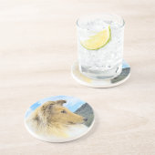 Collie in Mountains (Rough) Malerei - Hunde Kunst Getränkeuntersetzer (Seite)