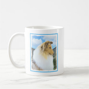 Collie in Mountains (Rough) Malerei - Hunde Kunst Kaffeetasse