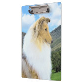 Collie in Mountains (Rough) Malerei - Hunde Kunst Klemmbrett (Links)