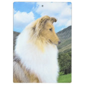 Collie in Mountains (Rough) Malerei - Hunde Kunst Klemmbrett (Rückseite)
