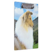 Collie in Mountains (Rough) Malerei - Hunde Kunst Klemmbrett (Rechts)