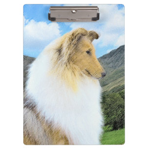 Collie in Mountains (Rough) Malerei - Hunde Kunst Klemmbrett