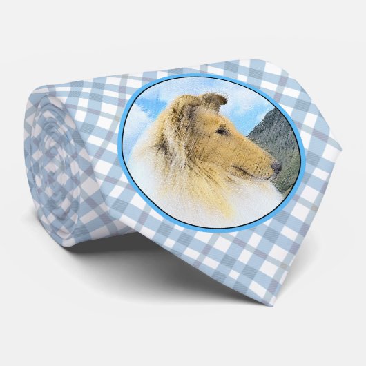 Collie in Mountains (Rough) Malerei - Hunde Kunst Krawatte (Gerollt)