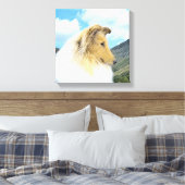 Collie in Mountains (Rough) Malerei - Hunde Kunst Leinwanddruck (Insitu (Schlafzimmer))