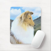 Collie in Mountains (Rough) Malerei - Hunde Kunst Mousepad (Mit Mouse)
