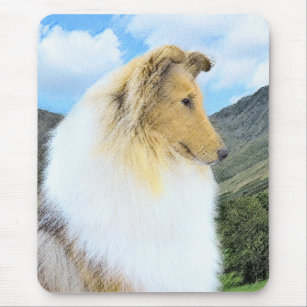 Collie in Mountains (Rough) Malerei - Hunde Kunst Mousepad