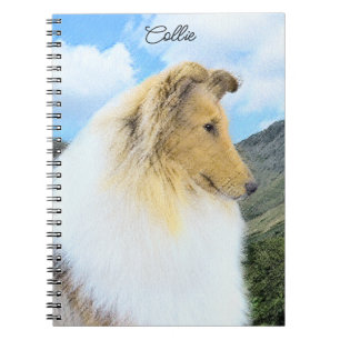 Collie in Mountains (Rough) Malerei - Hunde Kunst Notizblock