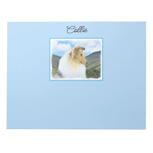 Collie in Mountains (Rough) Malerei - Hunde Kunst Notizblock (Vorderseite)