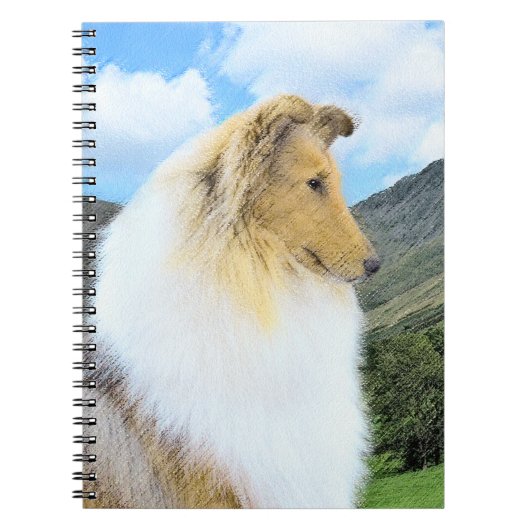 Collie in Mountains (Rough) Malerei - Hunde Kunst Notizblock (Vorderseite)