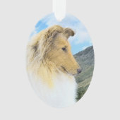 Collie in Mountains (Rough) Malerei - Hunde Kunst Ornament (Vorderseite)