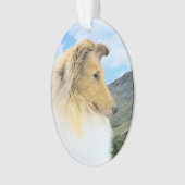 Collie in Mountains (Rough) Malerei - Hunde Kunst Ornament (Vorderseite)
