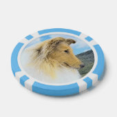 Collie in Mountains (Rough) Malerei - Hunde Kunst Pokerchips (Einzeln)