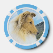 Collie in Mountains (Rough) Malerei - Hunde Kunst Pokerchips (Rückseite)