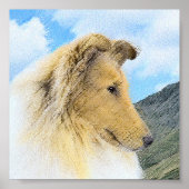 Collie in Mountains (Rough) Malerei - Hunde Kunst Poster (Vorne)