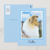 Collie in Mountains (Rough) Malerei - Hunde Kunst Postkarte (Vorne/Hinten)