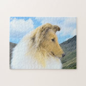 Collie in Mountains (Rough) Malerei - Hunde Kunst Puzzle (Horizontal)