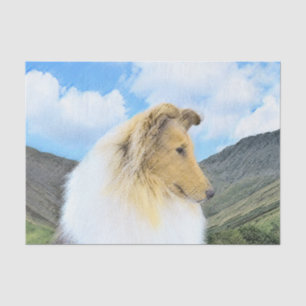 Collie in Mountains (Rough) Malerei - Hunde Kunst Seidenpapier