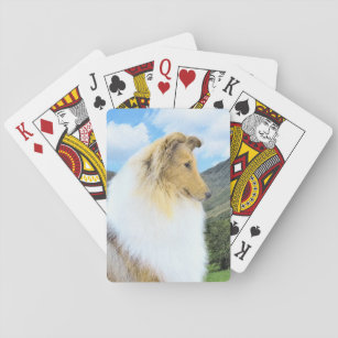 Collie in Mountains (Rough) Malerei - Hunde Kunst Spielkarten