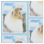 Collie in Mountains (Rough) Malerei - Hunde Kunst Stoff (Nahaufnahme)