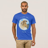 Collie in Mountains (Rough) Malerei - Hunde Kunst T-Shirt (Vorne ganz)