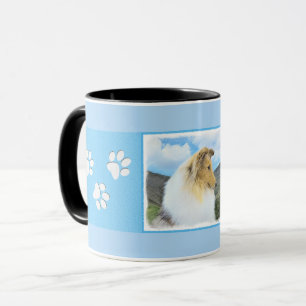 Collie in Mountains (Rough) Malerei - Hunde Kunst Tasse