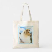 Collie in Mountains (Rough) Malerei - Hunde Kunst Tragetasche (Rückseite)