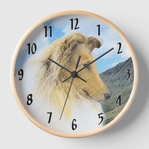 Collie in Mountains (Rough) Malerei - Hunde Kunst Uhr
