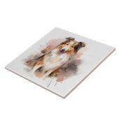 Collie Lassie Dog Watercolor Fliese (Seite)