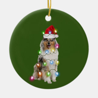 Collie mit Hat Lights Christmas Keramik Ornament