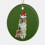 Collie mit Hat Lights Christmas Keramik Ornament (Links)