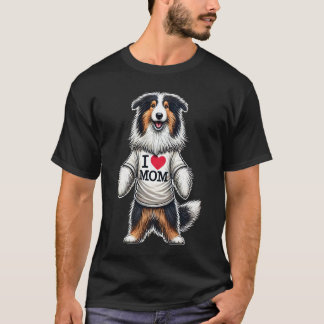 Collie Mom I Love Mom Collie Lover T-Shirt