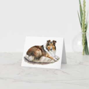 Collie on Rug Blank Greeting Card - Eleganter Hund Karte