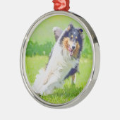 Collie Ornament Aus Metall (Links)