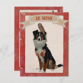 COLLIE & OWL VALENTINE'S Postcard Feiertagspostkarte (Vorne/Hinten)