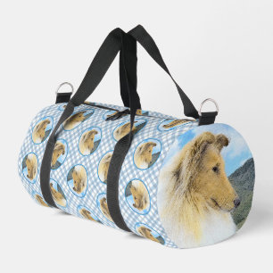 Collie Painting Rough Sable Merle Original Dog Art Duffle Bag