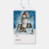 Collie Pair mit Snowman Geschenkanhänger (Vorderseite)