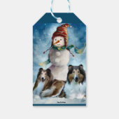 Collie Pair mit Snowman Geschenkanhänger (Rückseite)