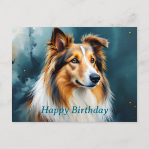 Collie Portrait Happy Birthday Postkarte