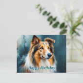 Collie Portrait Happy Birthday Postkarte (Stehend Vorderseite)