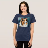 Collie Portrait Tri-Blend Shirt (Vorderseite voll)