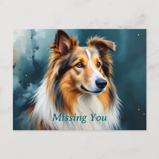 Collie Portrait Vermisst Postkarte (Vorderseite)