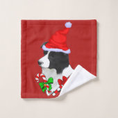 Collie Puppy Christmas Badhandtuch Set (Waschlappen)