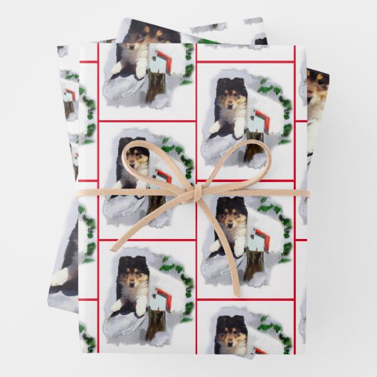 Collie Puppy Christmas Geschenkpapier Set (Beispiel)